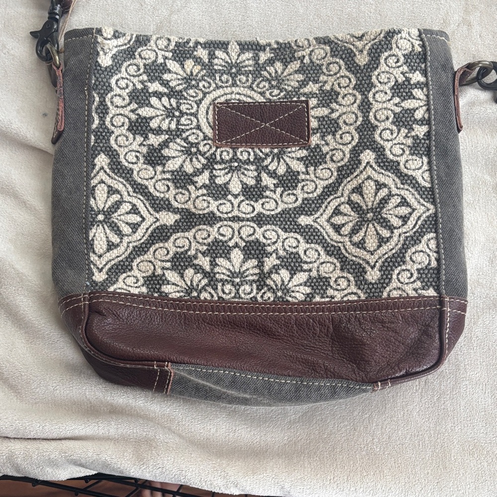 Myra Bag Black and Brown Patterned Shoulder Bag